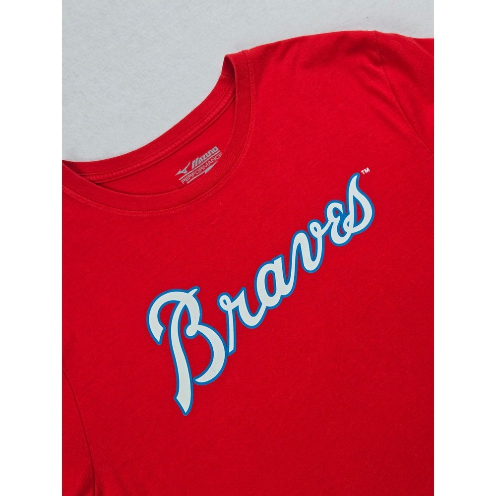 Mizuno Braves Red Performance T Shirt‎ Men's Size Medium Baseball Athletic